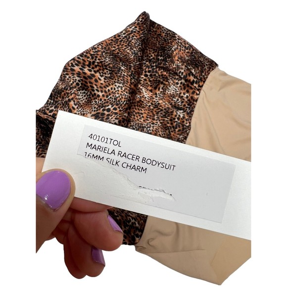 NWT L’AGENCE Women's XS Mariela Racer Bodysuit Animal Print - Picture 10 of 14